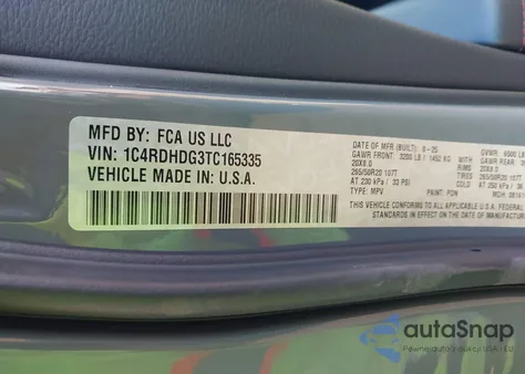 2026 Dodge Durango Gt Rwd from USA, damaged, VIN 1C4RDHDG3TC165335